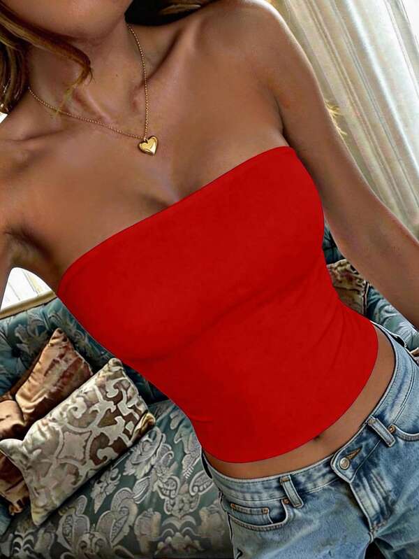 Dames Zomer Sexy Hot Girl Casual Veelzijdige Y2K Stijl Buis Top Rood