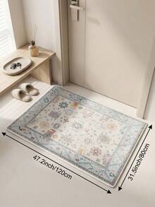 1pc Light Blue Vintage Living Room Rug, Suitable For Kitchen, Dining Room, Bedroom, Room Holiday Decoration, Indoor/Outdoor, Office, Lobby, Anti-Slip Doormat, Bathroom Rug, Hallway, Study Gaming Area Rug - Baby Blue - View 20