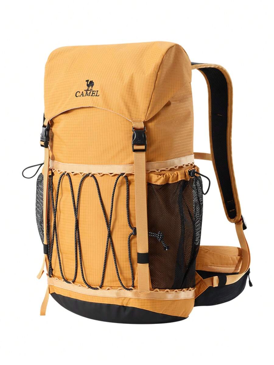 CAMEL CROWN Professional Outdoor Bucket Style Mountaineering Backpack, Large Capacity Travel Shoulder Backpack For Hiking And Mountain Trekking - Sunset Yellow - View 1