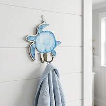 Cross-Border Fresh Mediterranean Style Wooden Hooks: Turtle Bathroom And Entryway Wall Decor, Towel Rack; Cute Ocean Theme Home Bathroom Clothing Hooks; 2D Flat Wooden Bathroom Wall Hooks, Suitable For Door-Back Clothing And Hat Storage - View 6