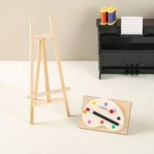 1 Piece Set Dollhouse Decoration, Dollhouse Mini Easel Display Stand, BJD Miniature Painting Gallery Scene Ornament Model, Miniature Scene DIY Accessory, Collectible Gift For Hobbyists And Enthusiasts - Mini Easel + Palette Model - View 6
