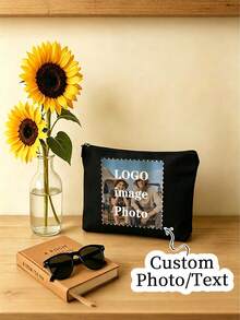 Custom Photo & Text Tote Bag – Personalized, Reusable Shoulder Shopping Bag With Foldable Design (Polyester, Assorted Colors) - Multicolor - View 8