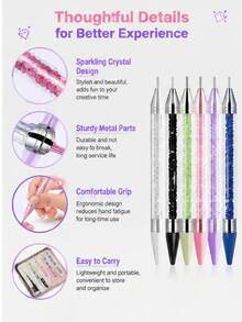 Diamond Painting Tools - Self-Adhesive Rhinestone Pen, Dual-Tip Rhinestone/Gem/Crystal Pickup Pen, And Nail Art Rhinestone Pen; Suitable For 5D DIY Diamond Painting, Cross Stitch And Nail Art Decoration; Essential DIY Nail Art Tools. - Multicolor - View 6