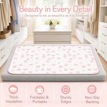 Portable Dual-Use Ironing Mat, Cute Bow & Cherry Print Foldable Ironing Pad, Supports Flat Surface & Hanging Ironing, Compact Space-Saving Ironing Board Alternative, Home & Travel Garment Care Easy Storage Pad - Pink Bow - View 5