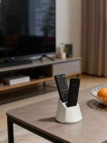 2-Slot Remote Control Holder - Practical Desktop Storage Box, Suitable For TV, Air Conditioner, Lighting Remote Controls And Office Supplies, Can Hold 2 Remotes, No Power Required - Multicolor - View 4