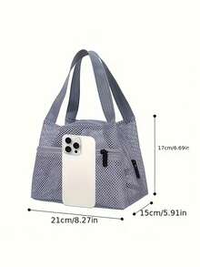 "MAESTRA" Printed Mesh Lunch Bag, Reusable Lunch Bag, Unisex Leak-Proof Large Capacity Tote Bag, Portable Travel Picnic Camping Bag, Mesh Handbag, Large Capacity Storage Bag, Makeup Organizer, Beach Bag, Travel Toiletry Bag, Multi-Functional Lunch Container Storage Bag, Perfect For Office Work, School, Camping, Travel, Back To School Gift, Birthday Gift, Teacher's Day Gift, Holiday Gift, Beach Travel Essential - Multicolor - View 11