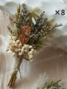 1/2/4/8/12pcs Boho Mixed Artificial Mini Flower Bouquets, Durable Handmade Florals For Table Centerpiece, Bridal Shower, Gift Wrapping & Wedding DIY Crafts - Brown - View 10