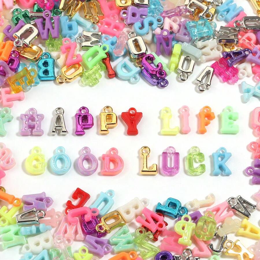 27g Pack (Approx. 100pcs) Colorful Acrylic Letter Charms, DIY Jewelry Making Accessories, Suitable For Necklaces, Bracelets, Earrings, Clothing And Shoes Decoration