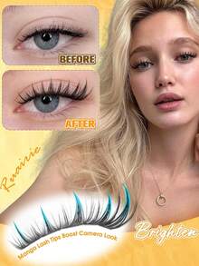 Manga Style Slim Curly Eyelash Clusters, Pointed Natural Fluffy Soft Extended Lashes, 10-16mm Mixed Length Lightweight DIY Cluster Lashes, Suitable For Daily Wear And Cat Eye Makeup - D - 查看 4
