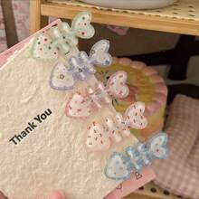 5pcs Set Translucent Candy Color Cartoon Fish Bone Alligator Hair Clips, INS Dopamine Clear Print Cherry Star Polka Dot Side Bang Clips, Soft Cute Hair Fixing Versatile Energetic Hair Accessories, Summer Dopamine Outfit, Spring Outing Picnic Photography - Multicolor - View 8