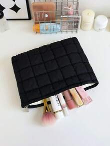 Solid Color Large Capacity Men's & Women's Toiletry Bag, Quilted Convenient Travel Toiletry Bag, For Bedroom, Bathroom Use, Daily Essentials Storage Small Gift - Multicolor - View 8