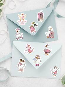 500pcs Cartoon Silly Goose Roll Stickers, Cute Funny Goose Pattern, Suitable For Laptop, Luggage, Phone, Scrapbook, Diary, Skateboard, Etc., Cartoon Graffiti Stickers, DIY Decoration Gift - Pink - View 9