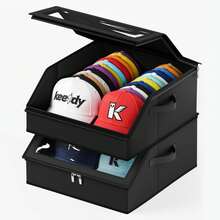 OrdoVault 2 Buah Kotak Penyimpanan Topi Baseball, Muat 48 Topi, Kotak Topi, Pengatur Penyimpanan, Dapat Dilipat, Jendela PVC, Pegangan Ganda, Penutup Resleting, Anti Debu, Cocok Untuk Rumah, Lemari, Toko, Pengorganisasian Asrama, Pengatur, Hadiah - View 1