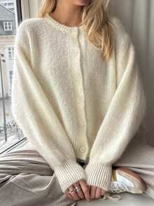 Women's Apricot Button Front Cardigan Sweater Jacket, Fashion Commuter Style, Autumn/Winter - Apricot - View 8