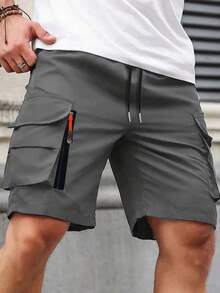 Men's Casual Multi-Pocket Outdoor Shorts, Sports Cargo Shorts, Lightweight And Breathable, Suitable For Outdoor Sports, Fitness, Beach And Casual Wear - Grey - View 1