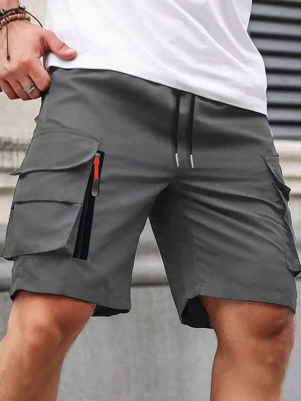 Pantalones cortos casuales de hombre con múltiples bolsillos para exteriores, pantalones cortos cargo deportivos, ligeros y transpirables, adecuados para deportes al aire libre, fitness, playa y uso casual