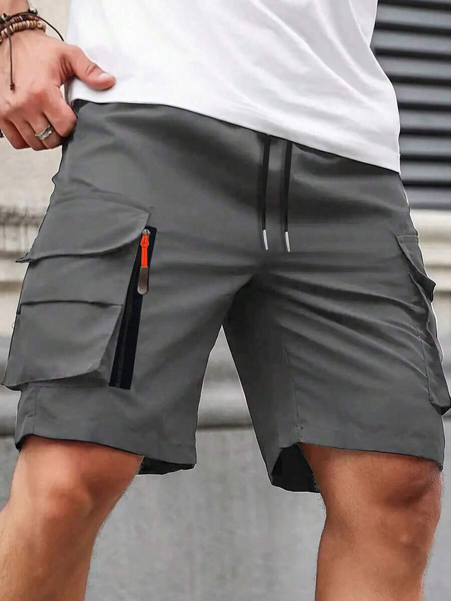 Men's Casual Multi-Pocket Outdoor Shorts, Sports Cargo Shorts, Lightweight And Breathable, Suitable For Outdoor Sports, Fitness, Beach And Casual Wear - Grey - View 1