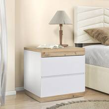 Nightstand With Drawers – White And Oak - 白色和橡木 - 查看 3