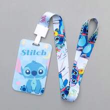 1pc Stitch And Lilo Lanyard - Vibrant Blue And Pink Design With Cartoon Characters, PVC Material, Suitable For ID Cards And Work Badges, ID Card Holder | Fun Design | Durable Lanyard, Stitch Accessories, Disney Merchandise - C-multicolor - View 9