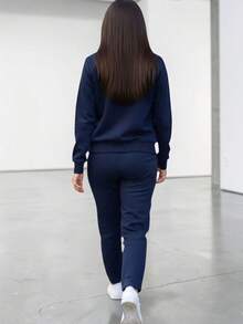 Women Two-Piece Outfits - Navy Blue - View 3