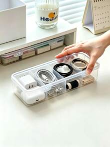 4-Compartment Storage Box, Snap-Lock Transparent PP Material, Multi-Functional Storage Box With Lid, Suitable For Poker Cards, Learning Stationery, Erasers, Creative Tools Storage, Portable Divided Organizer Box, Suitable For Office Desk, Living Room, Drawer, Bedroom And Other Scenes Organization And Storage Tools, Crafts, Cards, Card Games, Plastic Storage Box, Compact Storage Box, Minimalist Storage, Lightweight Storage - View 4