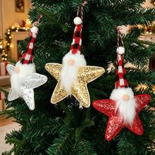 New Christmas Decoration Sequin Pentagram Santa Claus Ornament Home Christmas Tree Decoration Pendant W3HA - Red - View 4
