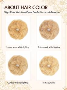 1 Pc Messy Hair Bun Updo Chignon With Elastic Hair Rope, Real Human Hair Extensions, Thick Tousled Wavy Curly Scrunchie Bun Ponytail Hair Accessory For Daily Elegant Hairstyles Women - Multicolor - View 7