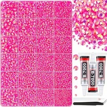 30,000pcs Red Flat Back Resin Rhinestones, 24-Grid Crystal Gemstone Storage Box, Includes 3 Bottles Of B7000 Jewelry Glue, Round Jelly Gems With Tweezers, Suitable For Making Jewelry, Shoes, Clothes, Fabrics, Bags, Artworks, Phone Cases, Decoration, DIY Rhinestone Kit - View 19
