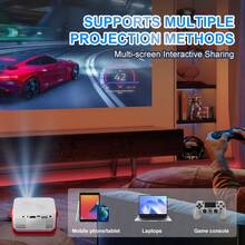 M60 Mini 投影機,支援 1080P 解析度與 2.4G WiFi,配備 USB 與 Type-C 接口,便攜式家用劇院投影機,投影尺寸範圍 20 至 100 英吋 - 紅白色 - 查看 6