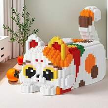 1 Set 417pcs Cat Building Blocks Tissue Box, Cute Cartoon Animal DIY Model Kit With Mini Particles, Practical Desktop Decoration Room Storage Rack Suitable For Bedroom Living Room Office, Birthday Gift For Teens And Adults 14+ - Multicolor - View 10