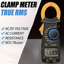 Clamp-On Multimeter Ammeter Set, Including Measuring Pen. 4000 Count, With Buzzer, Measuring Current, Voltage, Capacitance, Resistance,  Detection - VC3266L+ - View 1