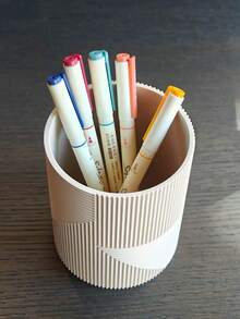 Suporte de Caneta com Textura Ondulada Impressa em 3D Criativa, Decoração Artesanal Multiuso, Organizador de Mesa de Escritório, Manga de Copo de Caneta Reforçada, Suprimentos Escolares - porta-canetas texturizado - Visão 4
