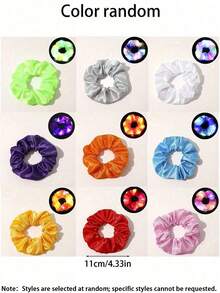 10 piezas de coleteros LED luminosos, bandas para el cabello LED brillantes para mujeres, lazos para el cabello multicolor, múltiples modos de iluminación, adecuados para discoteca, fiesta de neón, Halloween, decoración festiva, accesorios de fiesta de neón, bandas elásticas de satén para el cabello, fiesta de neón navideña - Ver 10