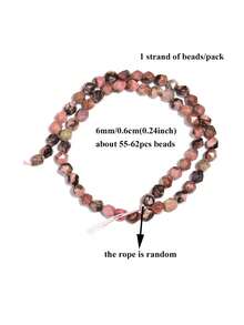 1 Fio de Contas Espaçadoras Soltas de Pedra Natural Facetada Rodocrosita e Jaspe para Fabricação de Joias DIY, Brincos, Pulseiras, Pingentes e Acessórios, 6/8/10mm - Multicolorido - Visão 9