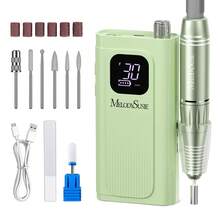 Professional Nail Drill Kit, 30000RPM Cordless Electric Nail File With LCD Display, Rechargeable 4000mAh Battery Nail Efile For Acrylic & Gel Nails, Manicure Pedicure, Salon & Home Use - 薄荷綠 - 查看 9