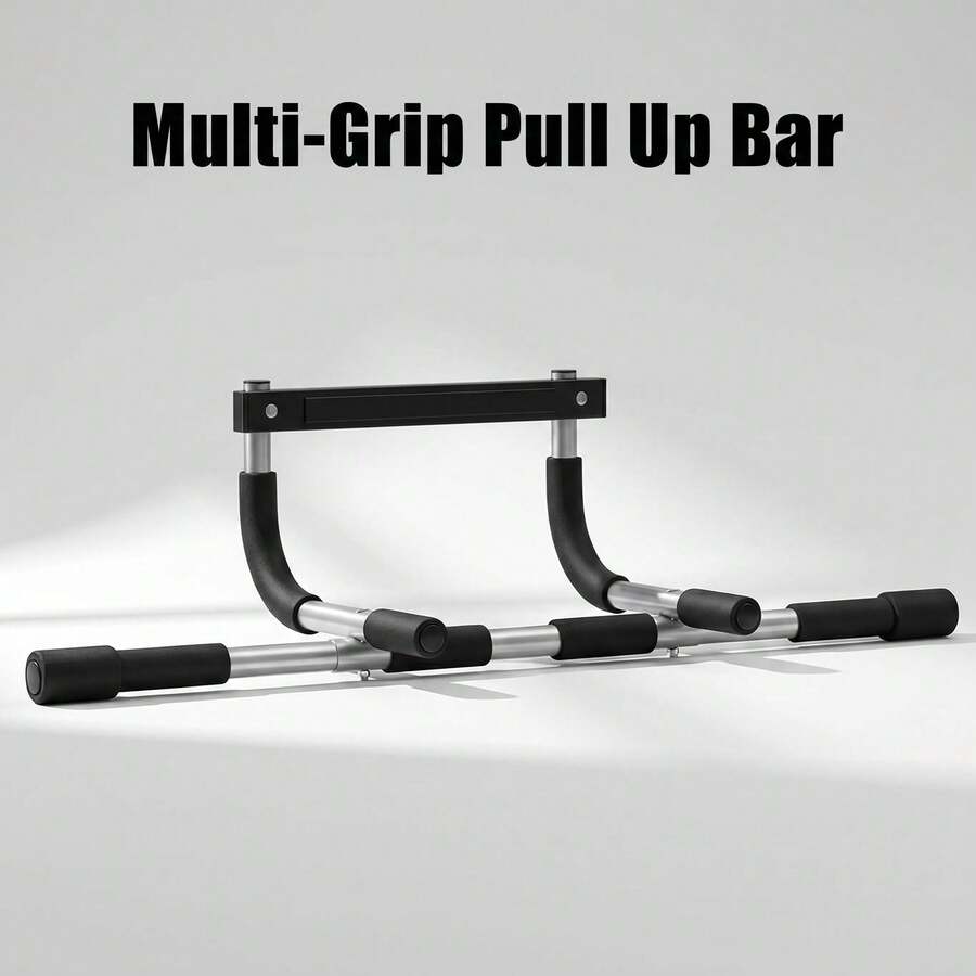 DDCAQIOUA No-Drill Doorframe Chin-Up Bar, Multi-Grip Chin-Up Bar, Scratch-Resistant U-Shaped Structure, Home Gym Equipment For Renters, Small Apartments, Industrial Design, Black, Rustproof
