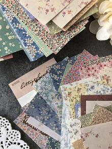 60pcs/Pack Vintage Floral Decorative Scrapbook Paper, DIY Collage Memo Pad - Multicolor - View 5