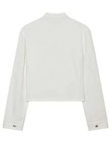 Denim Jacket Summer Jackets For Women White Cropped Jacket Denim Top Button Coat Vintage Spring Long Sleeve Jean Jacket Ladies Going Out Short Jacket - White - View 7