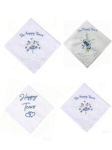 Wedding Embroidered Handkerchief, Fan-Shaped Lace Edge Design, Fun Blue Accessory For Bride's Wedding Day, Mother Of The Bride Gift, Suitable For Summer Birthday, Beach, Back To School, School Supplies, Room Decor - Multiple Styles - View 6