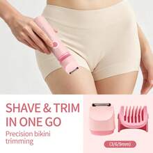 Conduroma Conjunto de Aparador Corporal Feminino 5 em 1 Indolor, Barbeador Elétrico Lavável Úmido & Seco, Adequado para Rosto, Nariz, Área do Maiô Bikini, Pernas e Axilas, Bateria Recarregável, com Base de Armazenamento, Pentes Guia Ajustáveis e Escova de Limpeza - Multicolorido - Visão 6