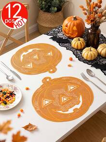 2-6pcs Gold Pumpkin Placemats, PVC Material Halloween Pumpkin Table Mats, Washable, Easy To Clean, Wipeable, Non-Slip, Heat Resistant, For Room Decor, Home Dining Table Decor, Home Decoration, Suitable For Holidays, Parties, Birthdays, Weddings And Dinner Parties - Multicolor - View 19