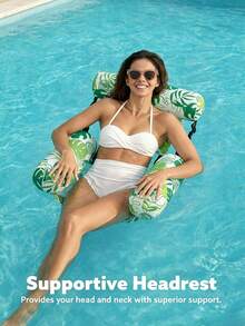 Leaf Design Floating Lounge Chair, Heavy Duty Inflatable Pool Float For Adults, Tropical Style Inflatable Pool Lounge Chair, Adult Inflatable Pool Float, Portable Summer Lake, Beach And Pool Party Float - Multicolor - View 2