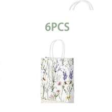 6/12/24Pcs Wildflower Print Paper Gift Bags, Botanical Garden Style White Rectangular Tote Bag Packs With Twisted Handles For Wedding, Birthday, BabyShower, Bridal Shower, Mother's Day, Spring Party Gift Packaging - View 9