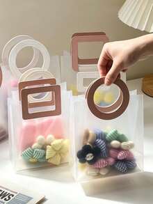 1/5/10 piezas Bolsas de regalo premium, bolsas cuadradas transparentes esmeriladas, bolsas de joyería transparentes mate, bolsas de regalo para bodas, bolsas de regalo para damas de honor con dulces, fáciles de transportar, adecuadas para el regreso a la escuela, el Día de San Valentín y otras ocasiones. - Multicolor - Ver 2