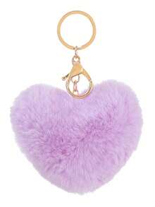 4pcs/1pc Plush Heart-Shaped Pendant, Fluffy Fur Ball Keychain, Cute Multicolor Keychain, Suitable For Backpack, Handbag, Wallet - Multicolor - View 8