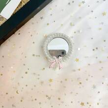 手機化妝鏡支架 女款珍珠鑽石鏡 Ins風創意環扣手機背貼支架/蝴蝶結手機鏡支架 Ins小眾風可伸縮可旋轉背貼手機支架 - 彩色 - 查看 13