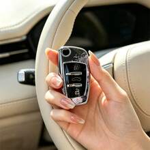 1 Stück Stück Autoschlüsselhülle - moderner Muster, geeignet für Audi A3 8P, A6 C6, Q3 8U, A1 8X, Q7 4L, TT 8J, R8 42. Fortschrittliche Soft-Touch-Oberfläche, blockiert kein Signal, Unisex. - Audi 3-Tasten-Modell CA - Übersicht 11