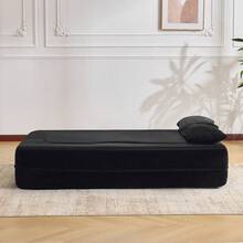 Large Multifunctional Sofa Bed Frame, Black - Black 2 Seat - View 4