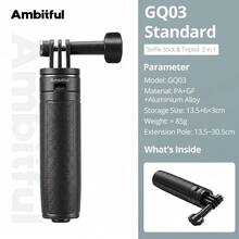 Ambitful GQ03 迷你自拍棒三腳架手柄,一鍵彈出式便攜相機手柄,附 1/4" 螺絲接口,口袋尺寸 Vlog 手持穩定器,適用於運動相機、智慧型手機、LED 補光燈 - 查看 13