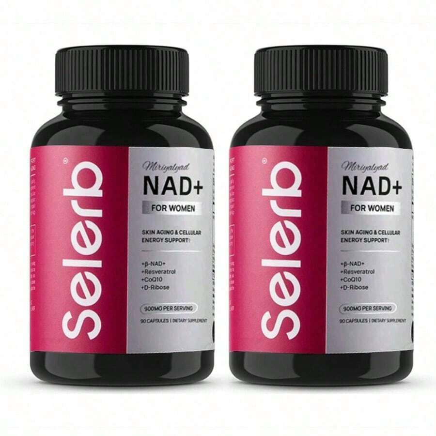 Miriyalyad NAD+ Dietary Supplement Capsules Formulated For Women Multi Ingredient Blend β-NAD+ Resveratrol CoQ10 D-Ribose Nutritional Support For Cellular Energy & Skin Wellbeing 90 Capsules - 2PCS - 查看 1